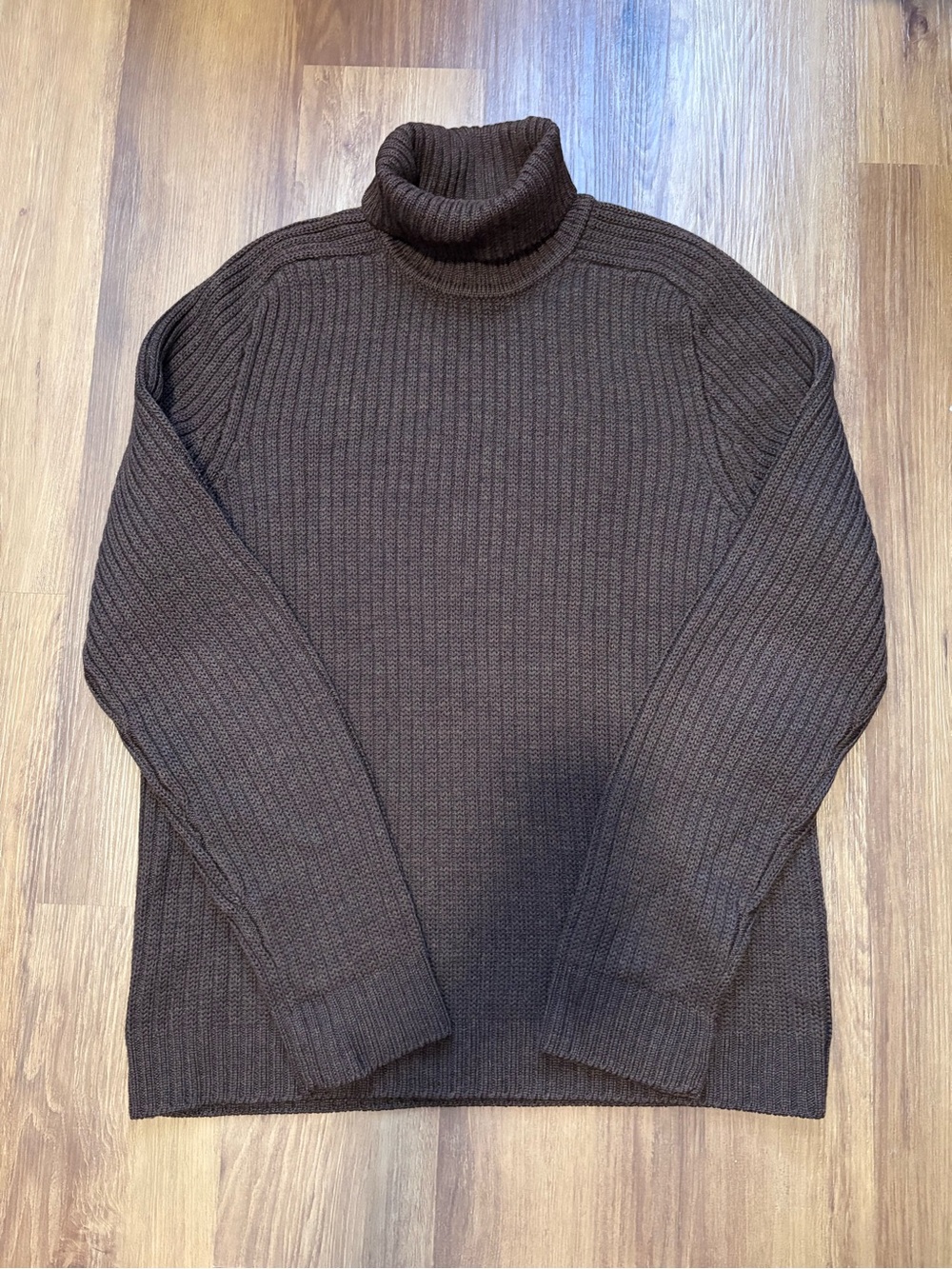 J Crew Chocolate Brown Cotton Turtleneck Sweater Medium Autumn Preppy